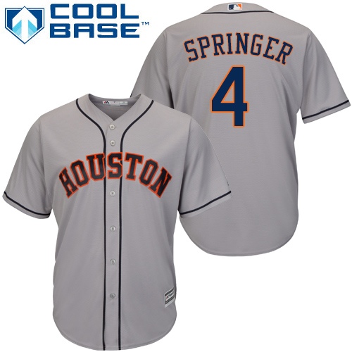 Astros #4 George Springer Grey New Cool Base Stitched MLB Jersey - Click Image to Close